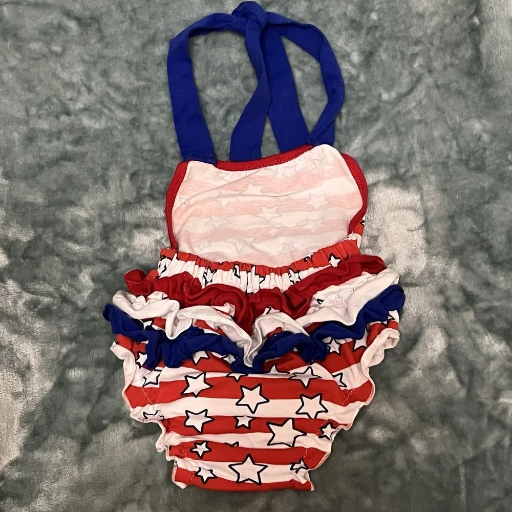 Americana Flag July 4th-memorial/labor Day-1 Piece Outfit Toddler  12-18 Mo K161
